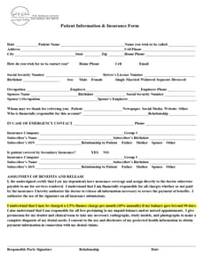 Patient Information and Insurance Form